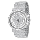 Mega Baguette 10 Row CZ Band Bling Watch White Gold HipHopBling