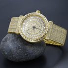 Mega Baguette 10 Row CZ Band Bling Watch Yellow Gold HipHopBling
