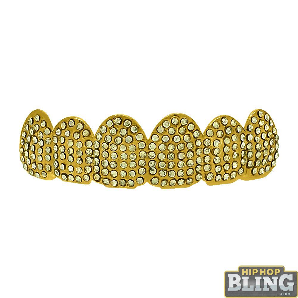 Mega Bling Bling Gold Grillz Top Teeth HipHopBling