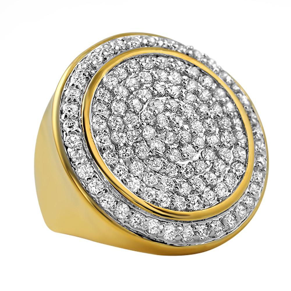 Mega Circles of Ice Gold CZ Bling Bling Ring 7 HipHopBling