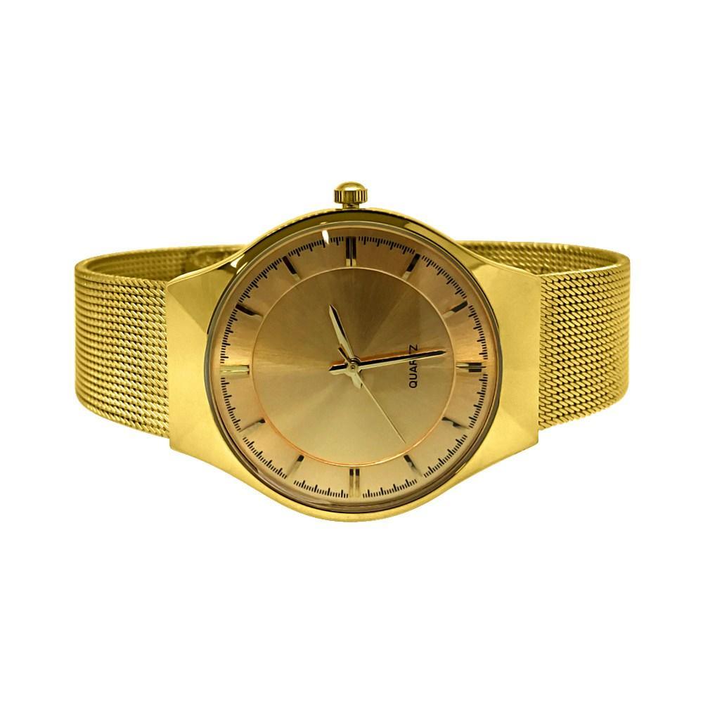 Mesh Band All Gold Modern Watch HipHopBling