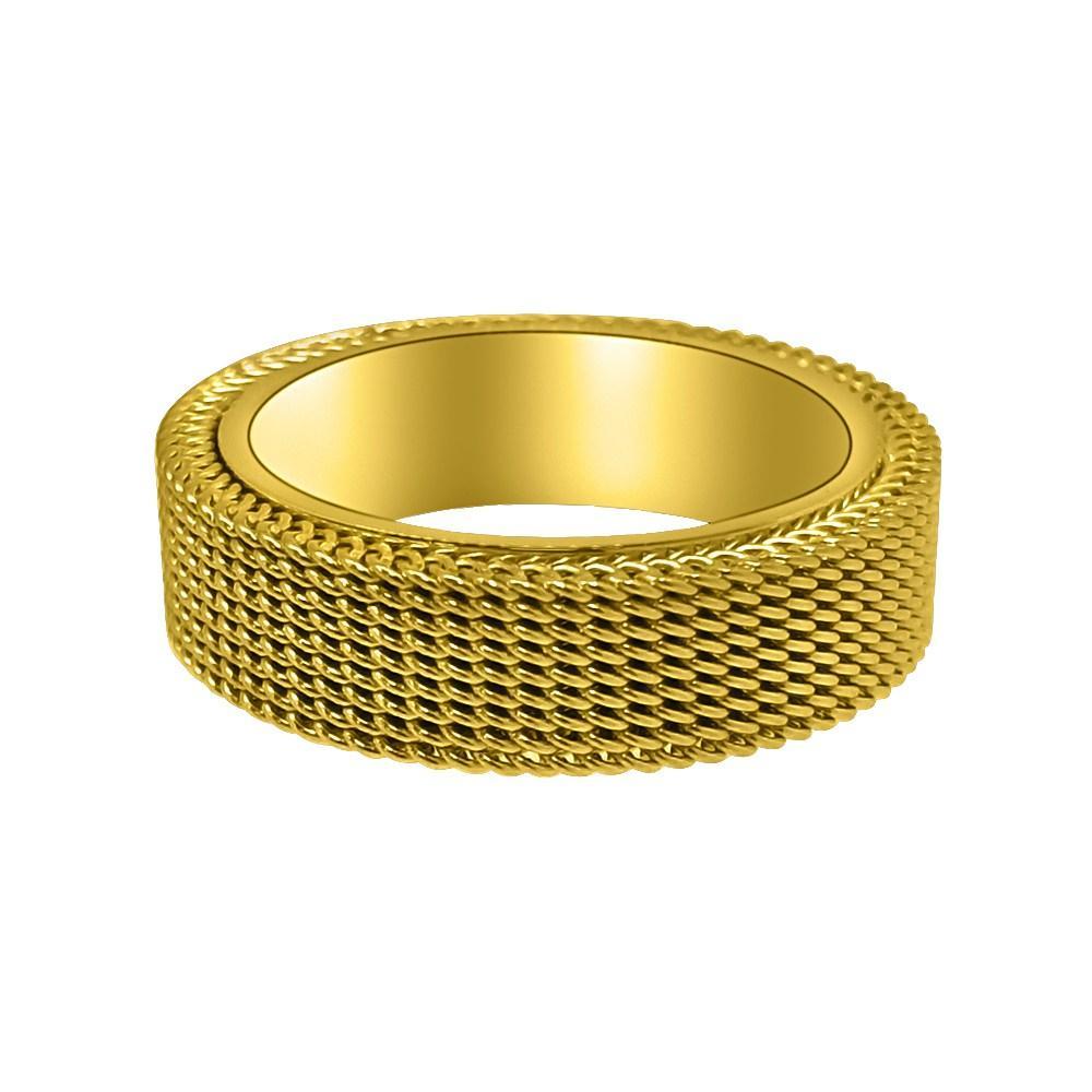 Mesh Band Gold Ring Stainless Steel 7 HipHopBling
