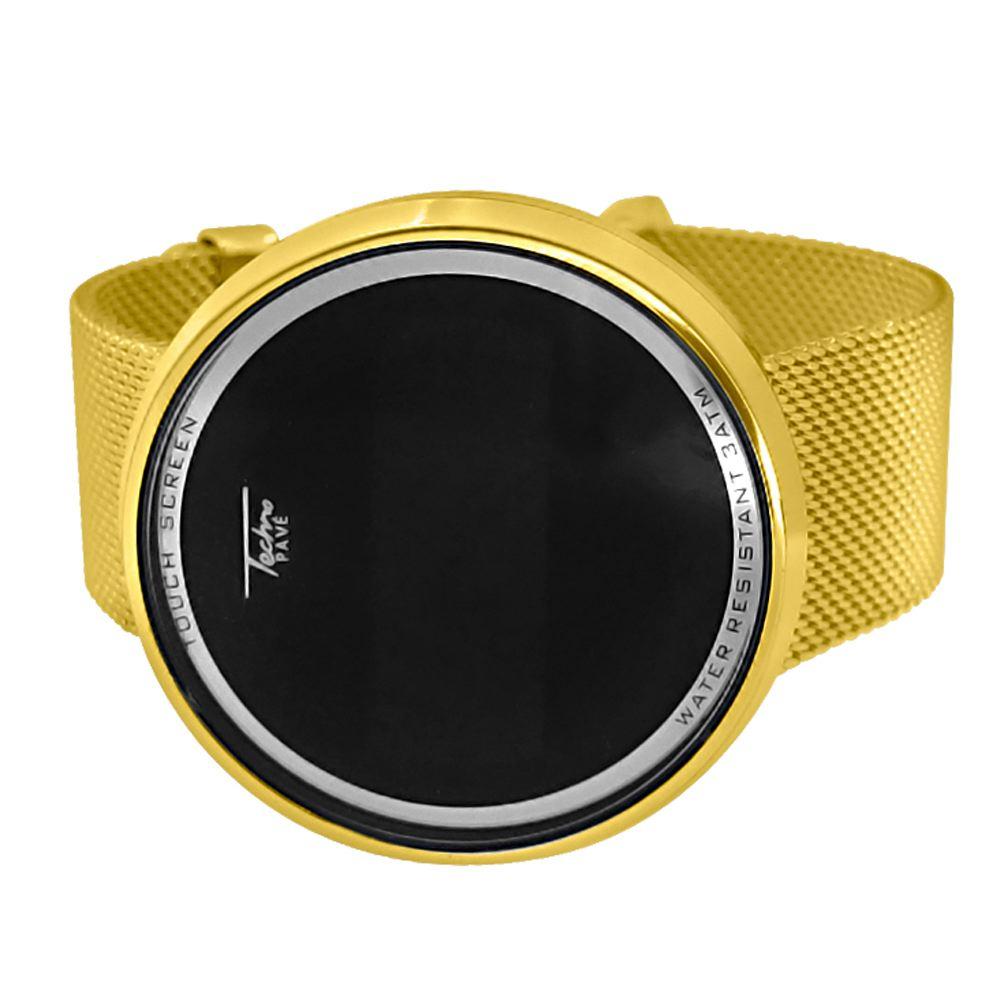 Mesh Band Gold Round Digital Touch Screen Watch HipHopBling