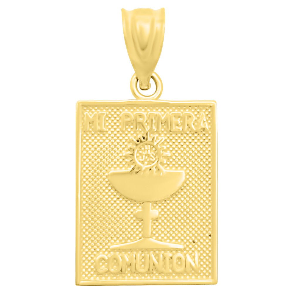 Mi Primera Comunion Spanish 10K Yellow Gold Pendant HipHopBling