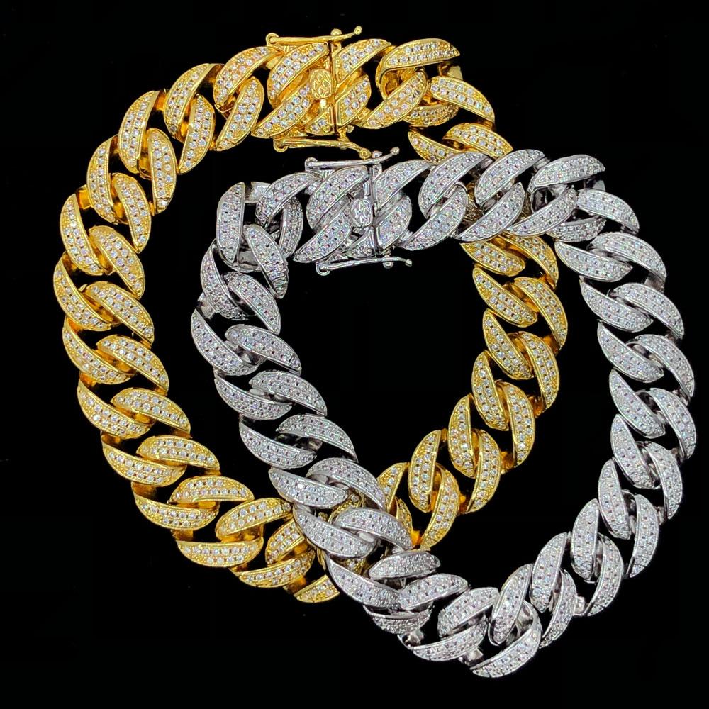 Miami Cuban 13MM CZ Iced Out Hip Hop Bracelet Yellow Gold HipHopBling