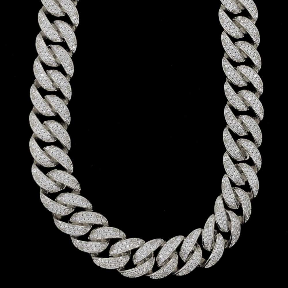 Miami Cuban 13MM Hip Hop Bling Bling CZ Iced Out Chain White Gold 18" HipHopBling