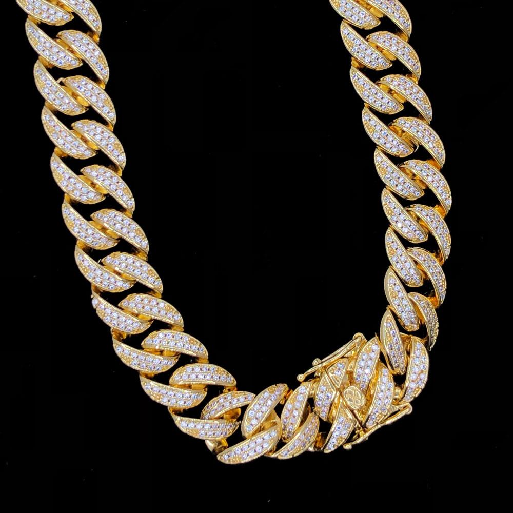 Miami Cuban 13MM Hip Hop Bling Bling CZ Iced Out Chain Yellow Gold 18" HipHopBling