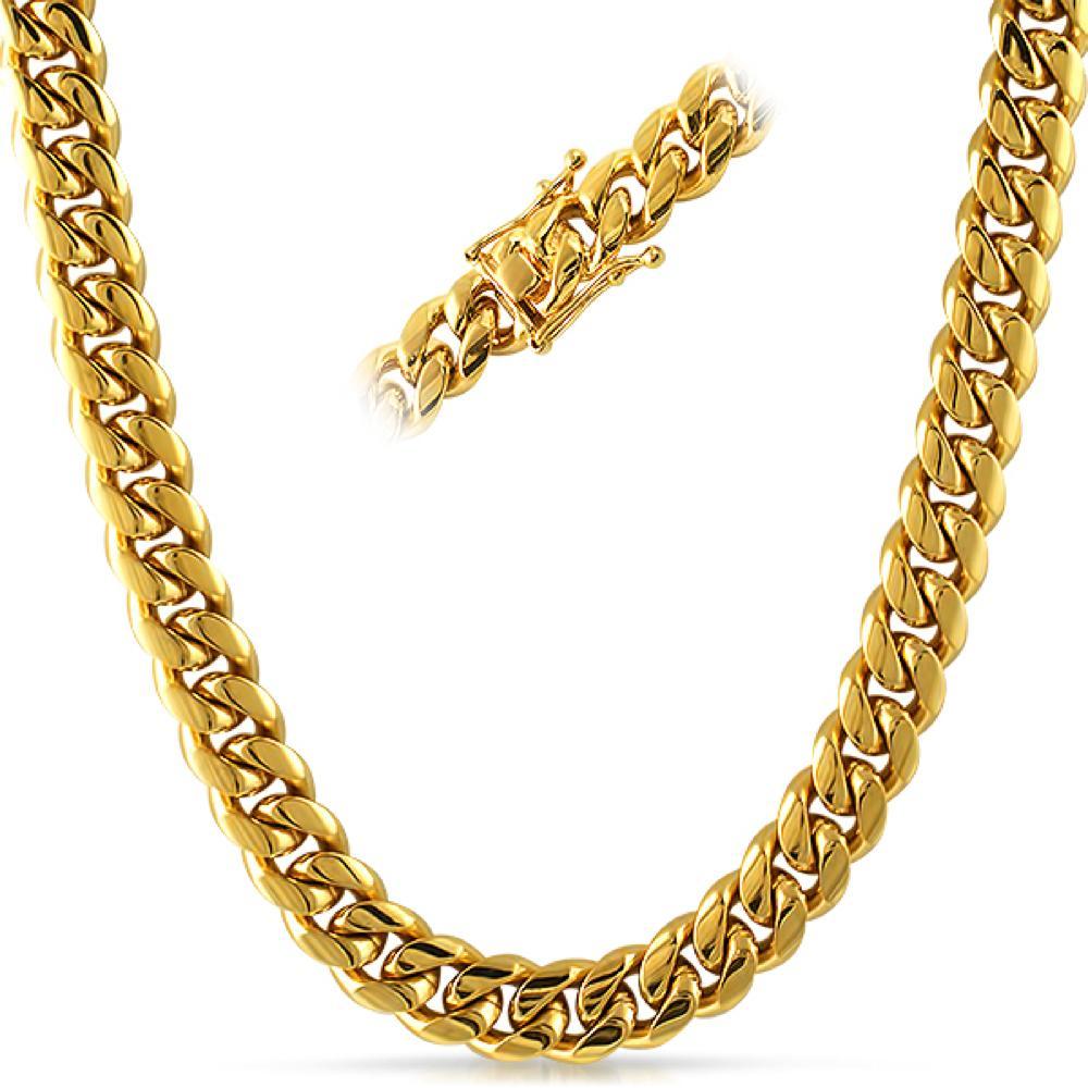 Miami Cuban 3X IP Gold Stainless Steel Chain 12MM 18 in HipHopBling