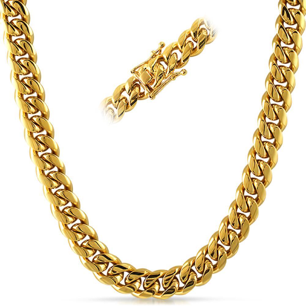 Miami Cuban 3X IP Gold Stainless Steel Chain 12MM 20 in HipHopBling