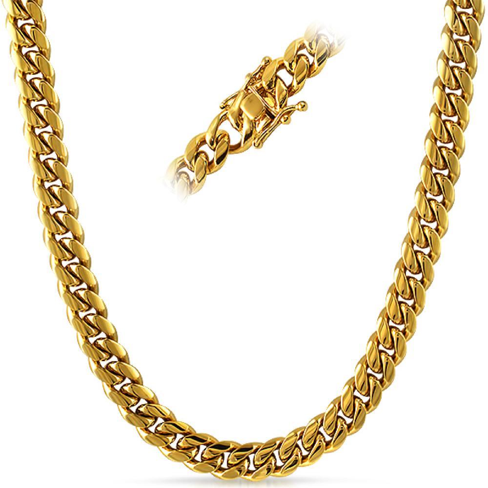 Miami Cuban Chain Yellow Gold or White Gold Yellow Gold 4MM 18" HipHopBling