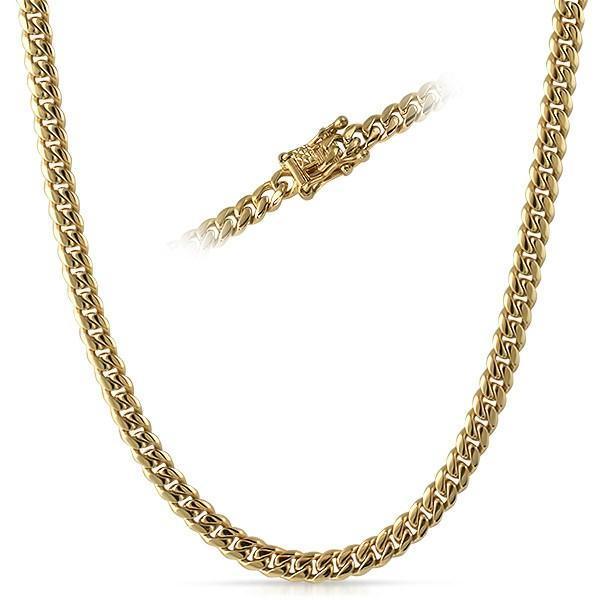 Miami Cuban Chain Yellow Gold or White Gold Yellow Gold 4MM 18" HipHopBling
