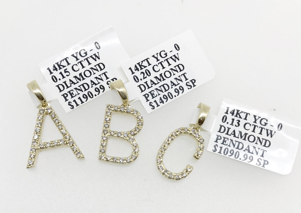 Micro Block Letter Initial Letter Pendant in 14K Yellow Gold HipHopBling