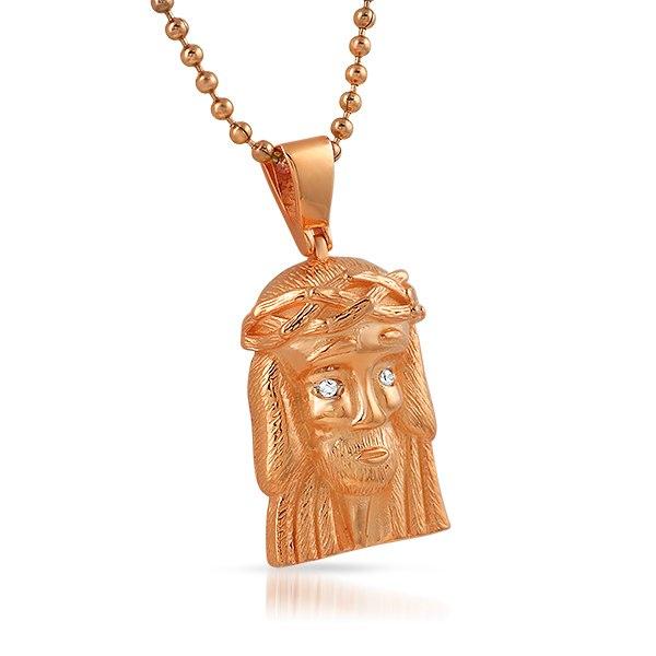 Micro Jesus Clean Rose Gold Pendant HipHopBling
