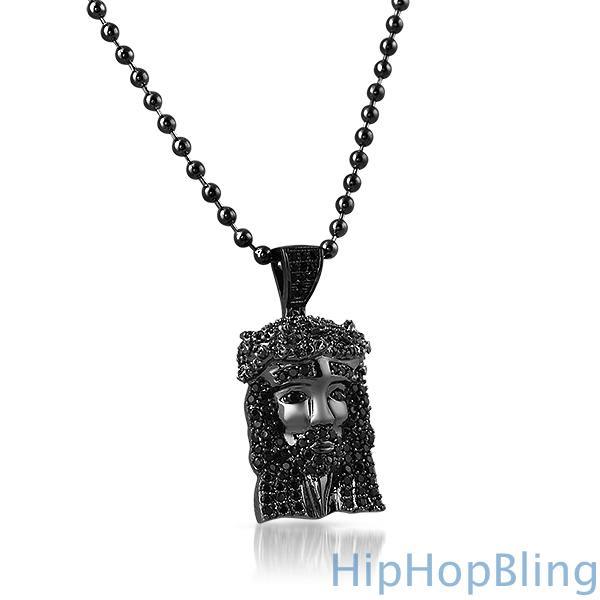 Micro Jesus Piece Pendant Black Pendant Only HipHopBling