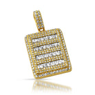 Micro Pave Baguette Dog Tag CZ Pendant in Gold HipHopBling