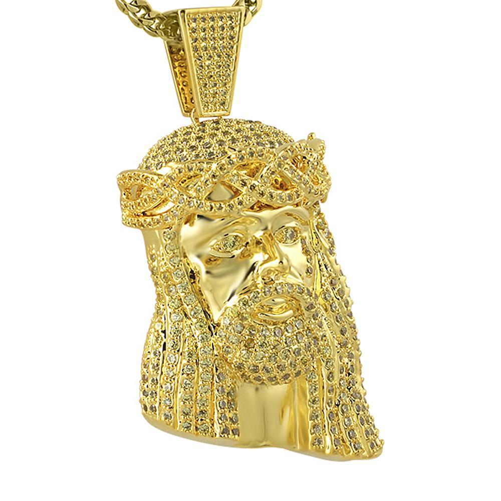 Micro Pave CZ Lemonade Jesus Piece Pendant Pendant Only HipHopBling