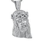 Micro Pave CZ Rhodium Jesus Piece Pendant HipHopBling