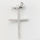 Micro Tennis Cross Pendant .10cttw Diamond 10K White Gold HipHopBling