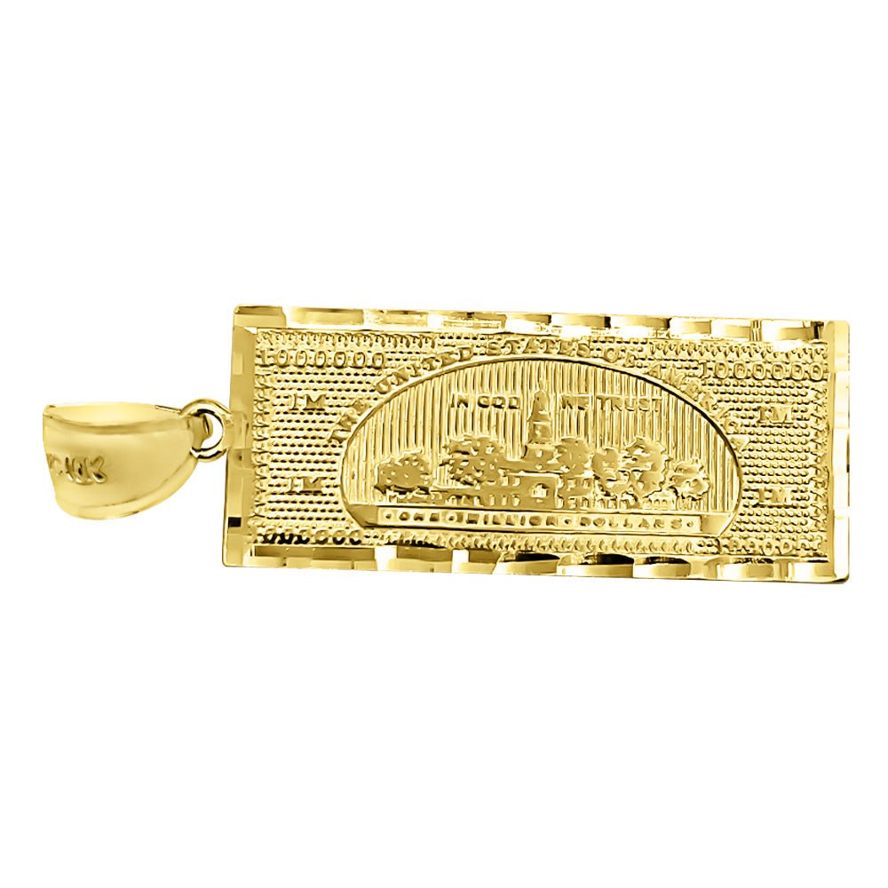 Million Dollar Bill DC 10K Yellow Gold Pendant HipHopBling