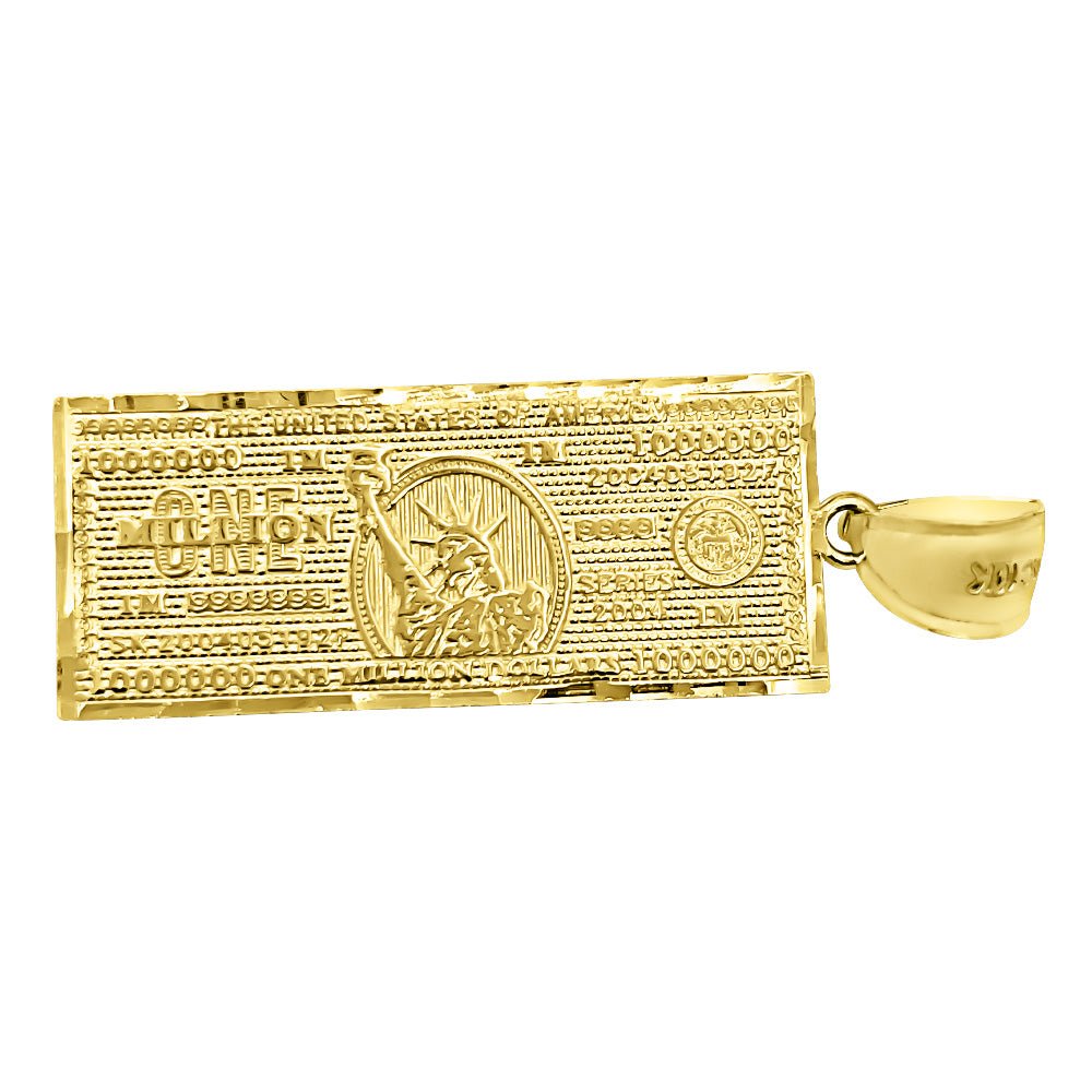 Million Dollar Bill DC 10K Yellow Gold Pendant HipHopBling
