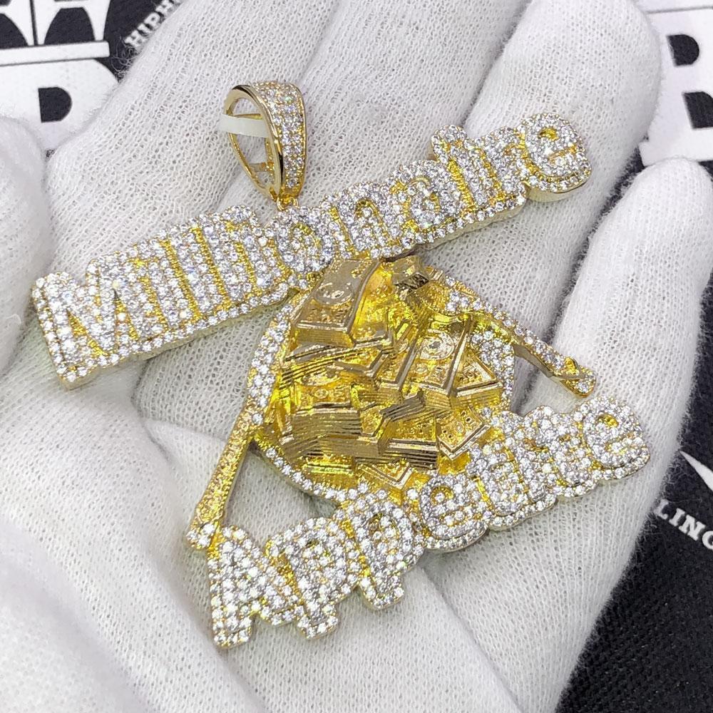 Millionaire Appetite CZ Hip Hop Bling Iced Out Pendant Yellow Gold HipHopBling
