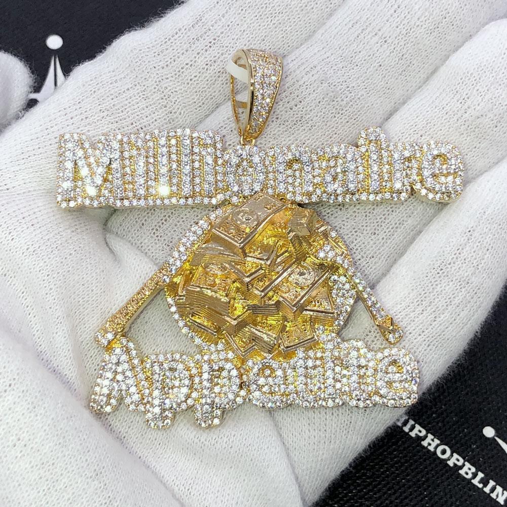 Millionaire Appetite CZ Hip Hop Bling Iced Out Pendant Yellow Gold HipHopBling