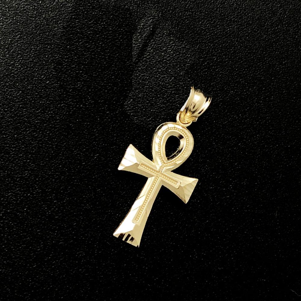 Mini Ankh DC 10K Yellow Gold Pendant HipHopBling
