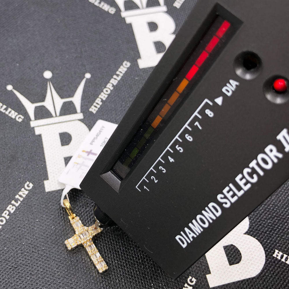 Mini Baguette Cross .50cttw Diamond Pendant 10K Gold 10K Yellow Gold HipHopBling