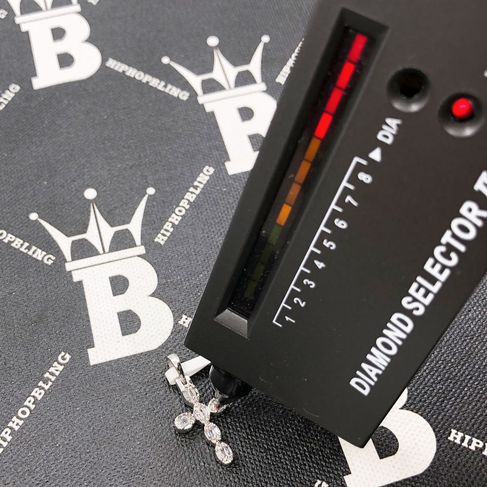 Mini Baguette Oval Cross .42cttw Diamond Pendant 10K Gold 10K White Gold HipHopBling