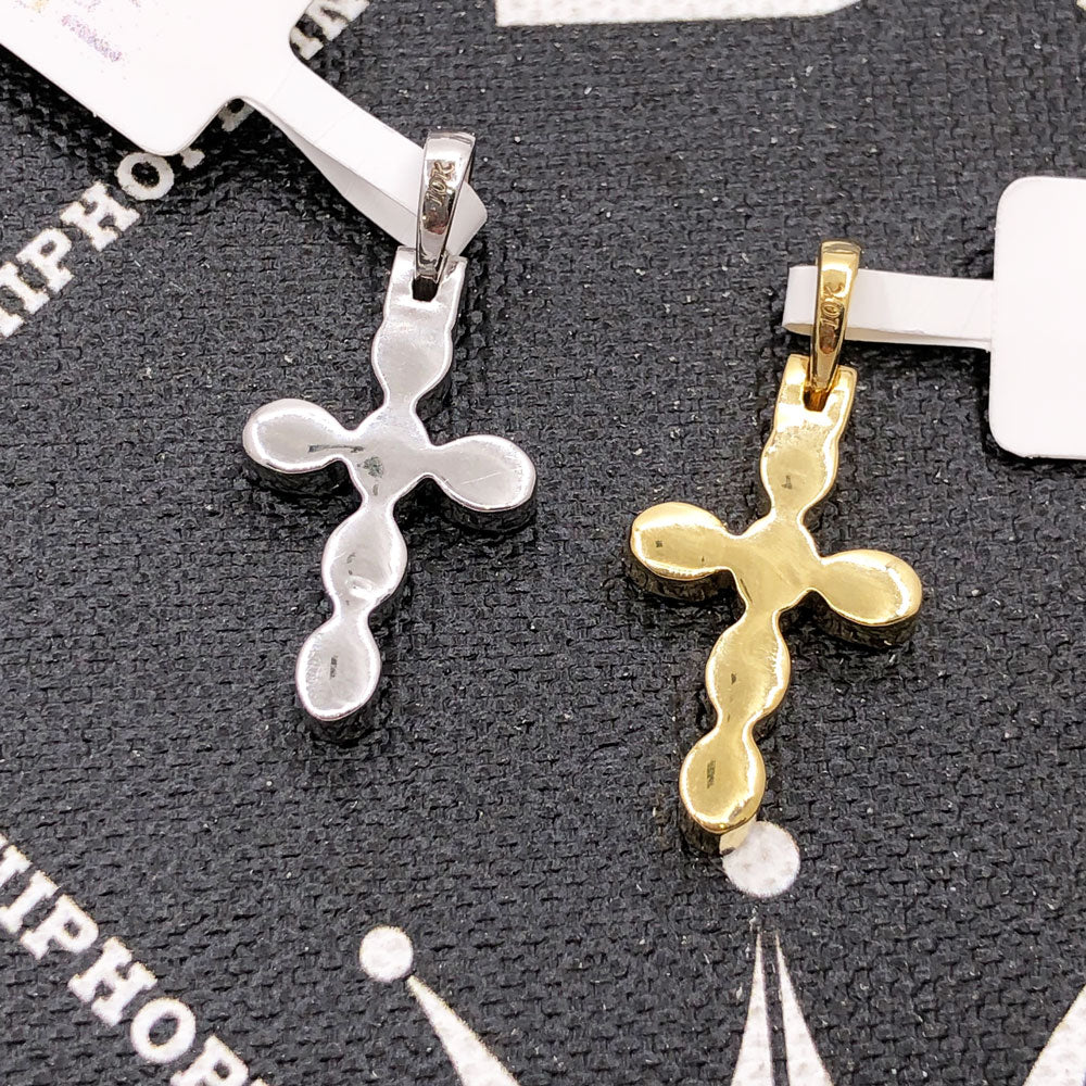 Mini Baguette Oval Cross .42cttw Diamond Pendant 10K Gold 10K Yellow Gold HipHopBling