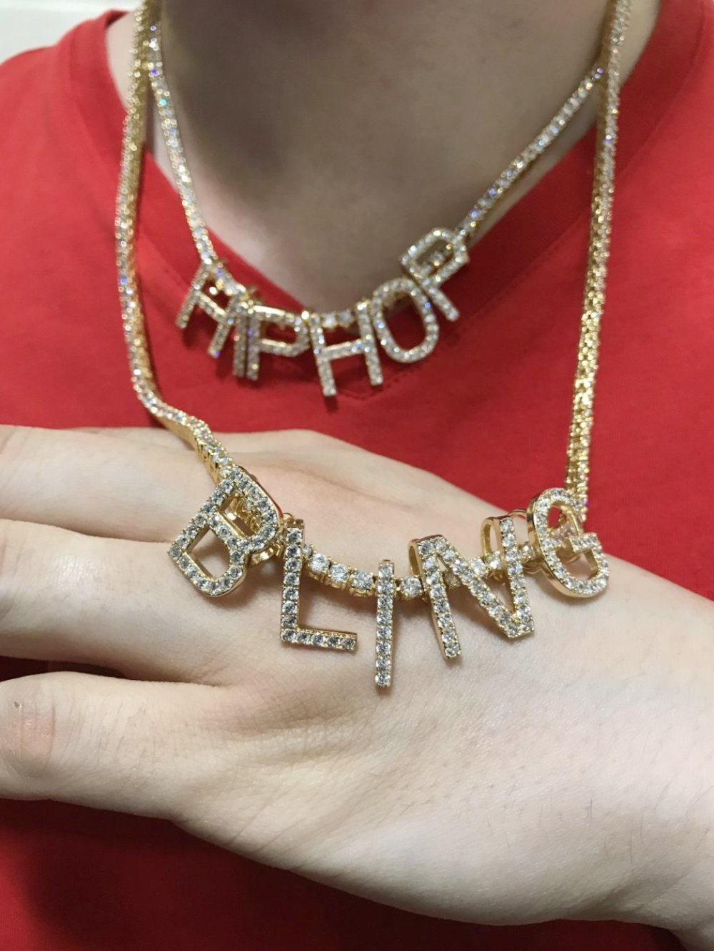 Mini Block Initial CZ Letters - .925 Sterling Silver - Rhodium HipHopBling
