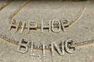 Mini Block Initial CZ Letters - .925 Sterling Silver - Rhodium HipHopBling