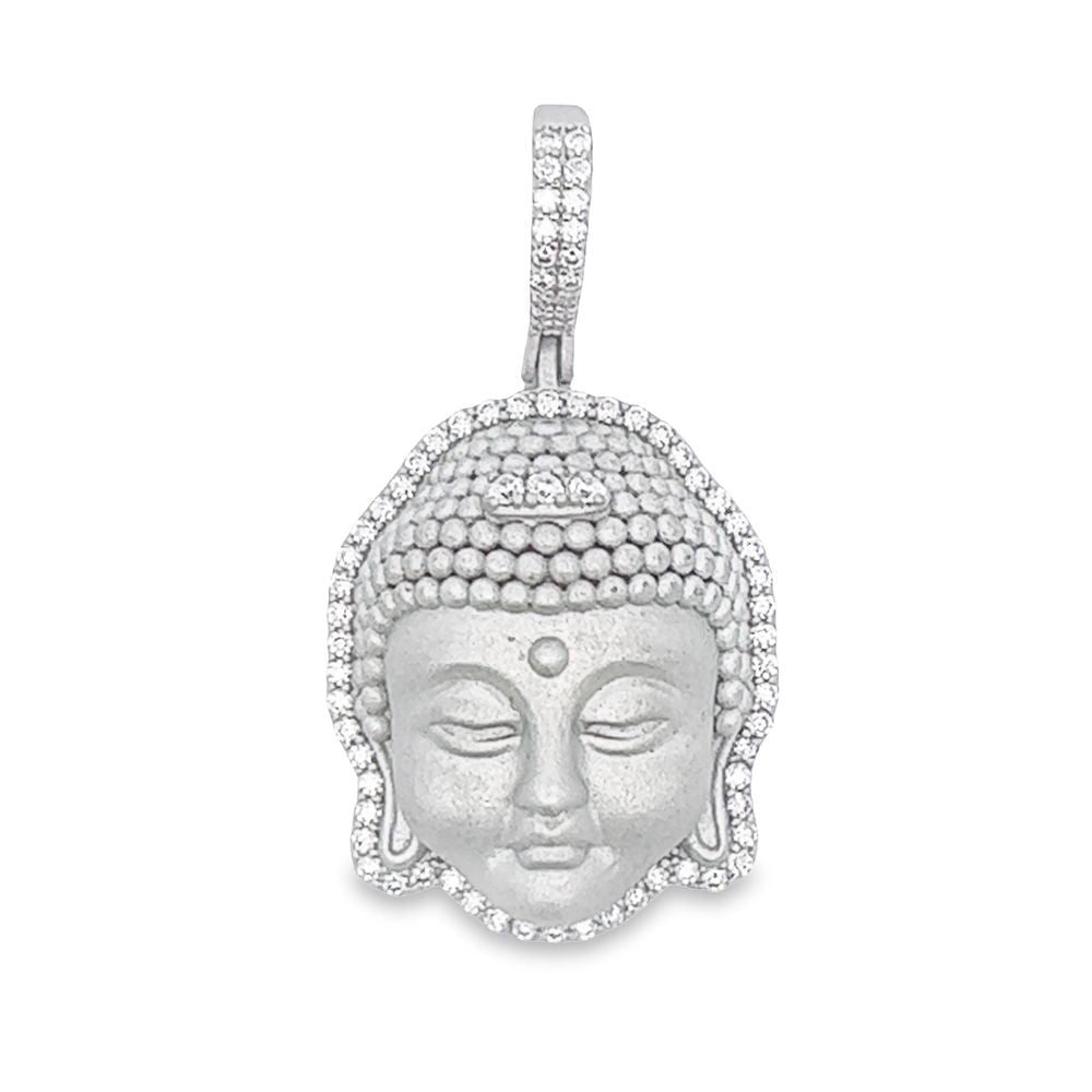 Mini Buddha Matte VVS Moissanite Pendant .60cttw .925 Sterling Silver HipHopBling