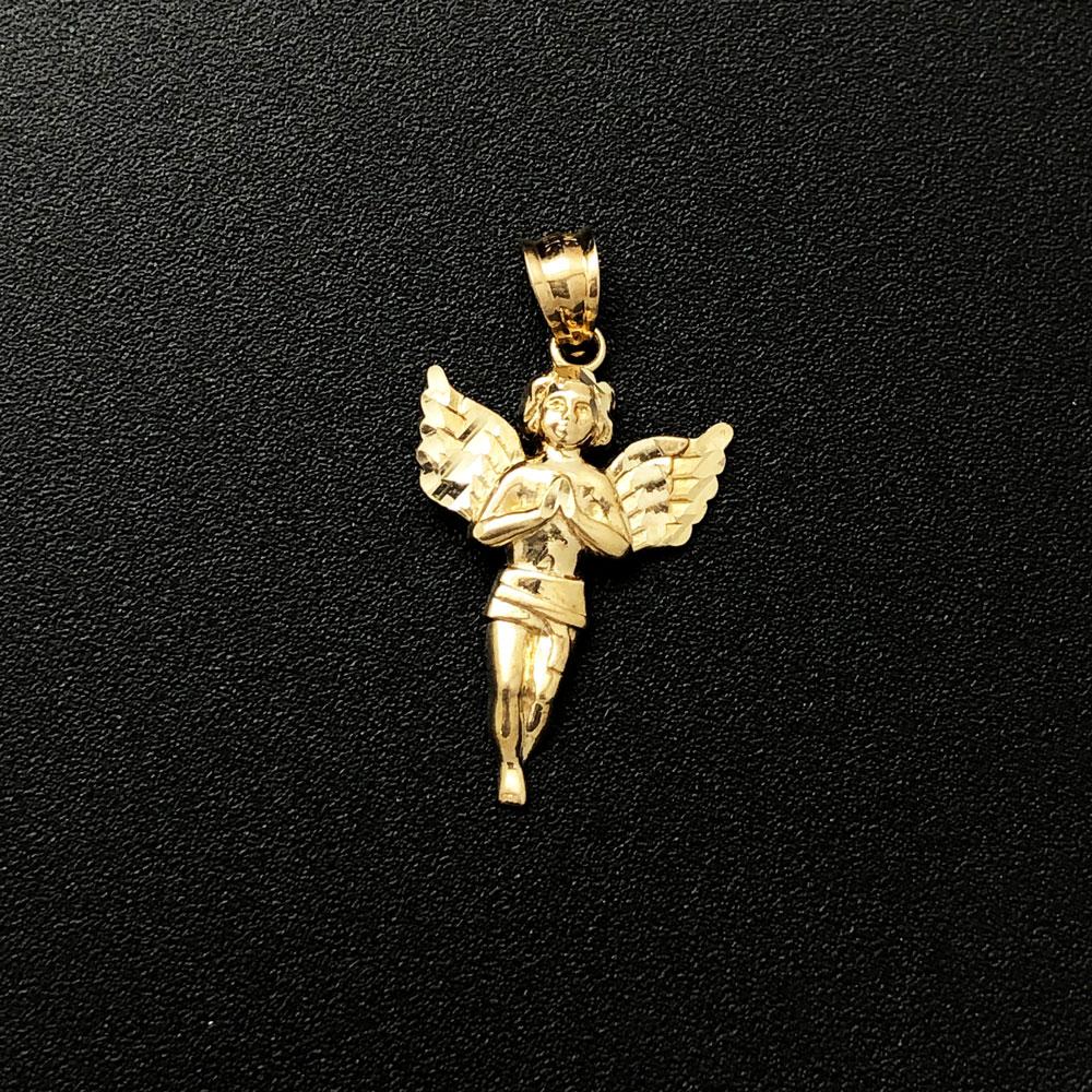 Mini Cherub Angel DC 10K Yellow Gold Pendant HipHopBling