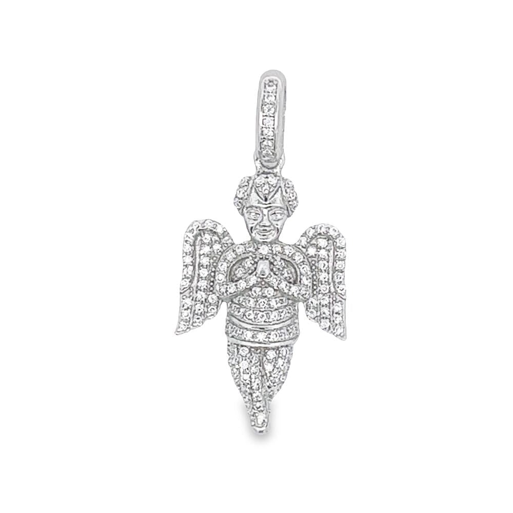 Mini Cherub Angel Praying VVS Moissanite Pendant .52cttw .925 Sterling Silver HipHopBling
