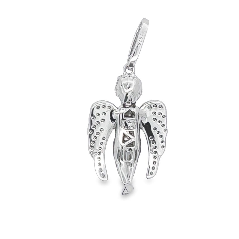Mini Cherub Angel Praying VVS Moissanite Pendant .68cttw .925 Sterling Silver HipHopBling