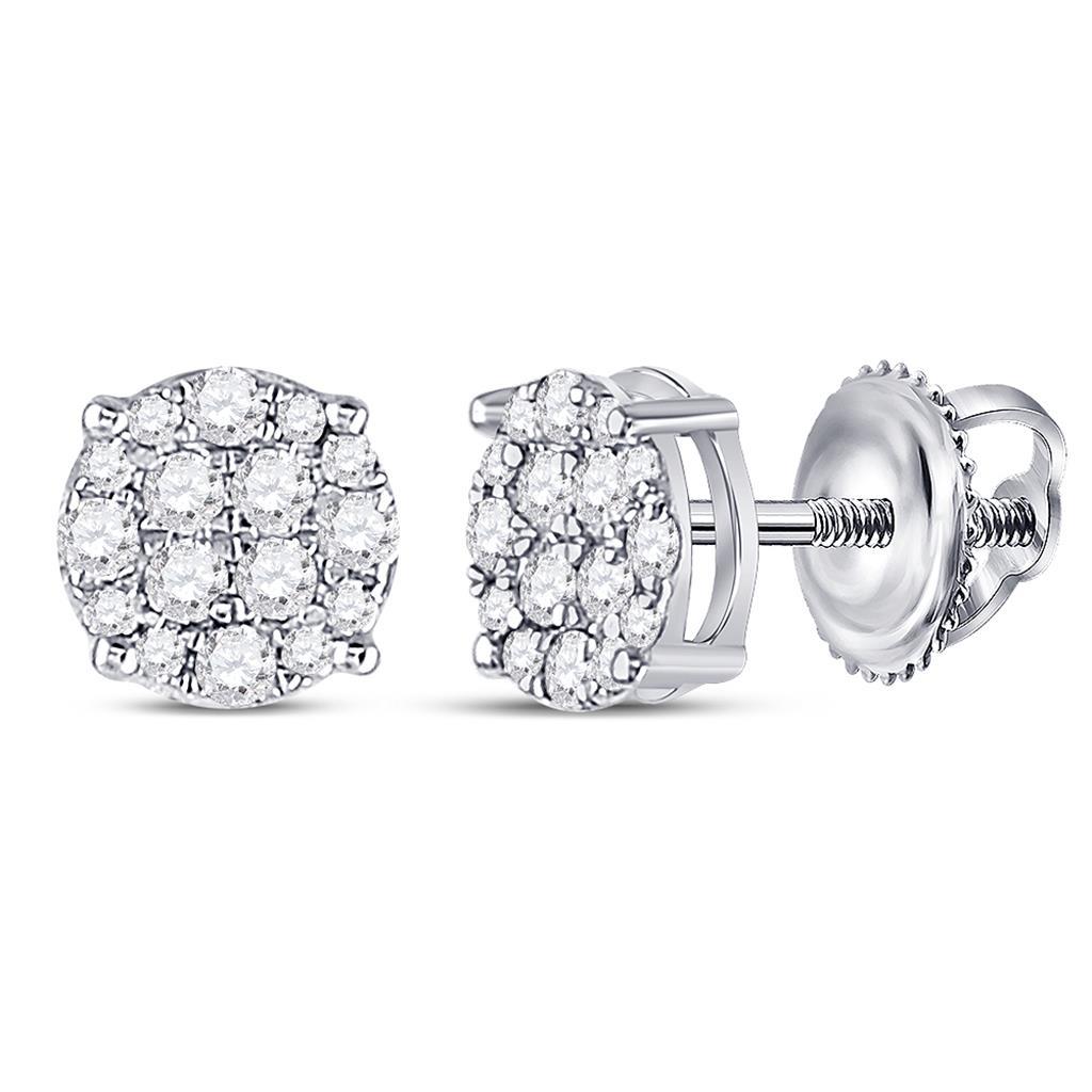 Mini Circle Micro Pave Diamond Earrings .25cttw 10K White Gold HipHopBling