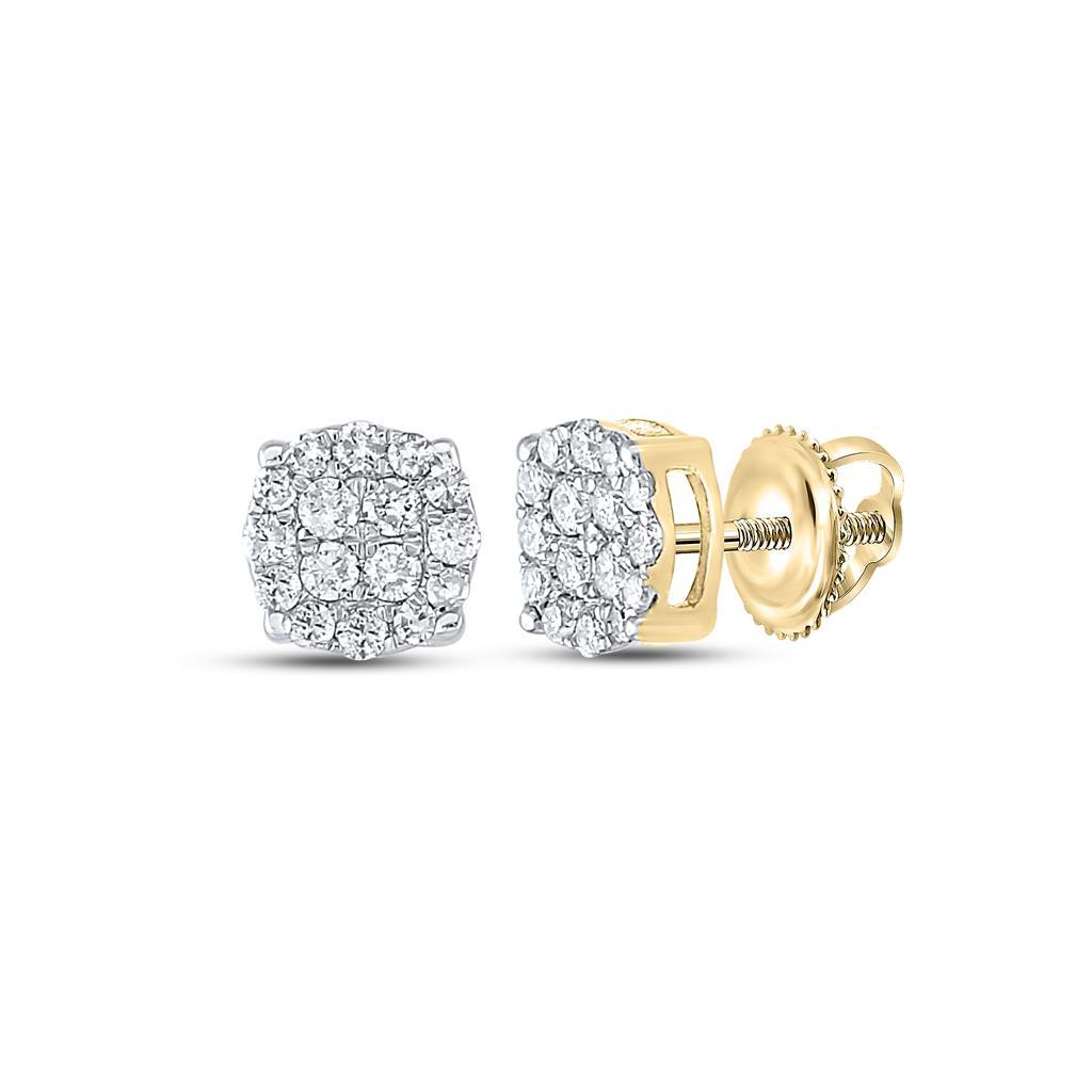 Mini Circle Micro Pave Diamond Earrings .25cttw 10K Yellow Gold HipHopBling
