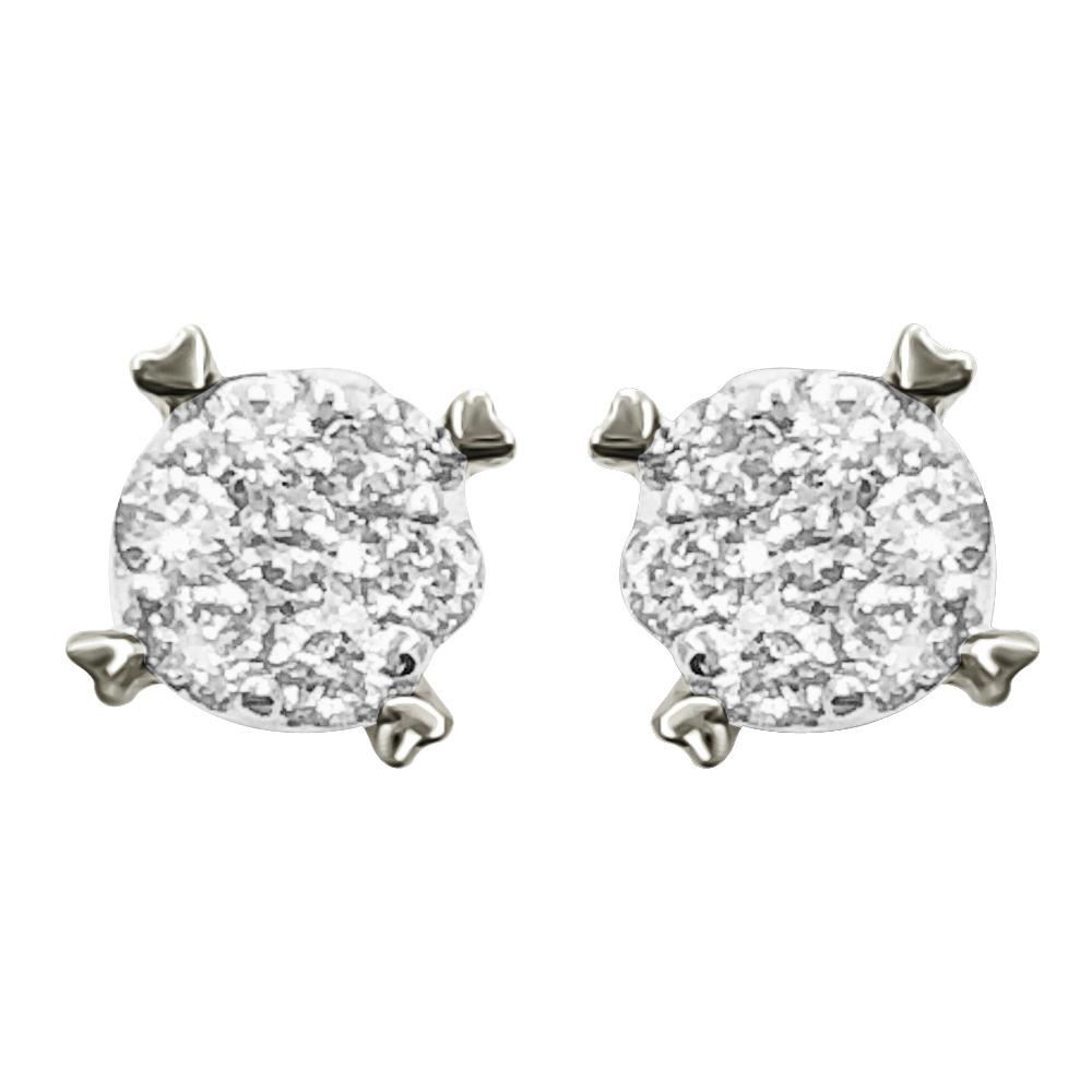 Mini Cluster Studs Diamond Earrings .14cttw 10K Gold 10K White Gold HipHopBling