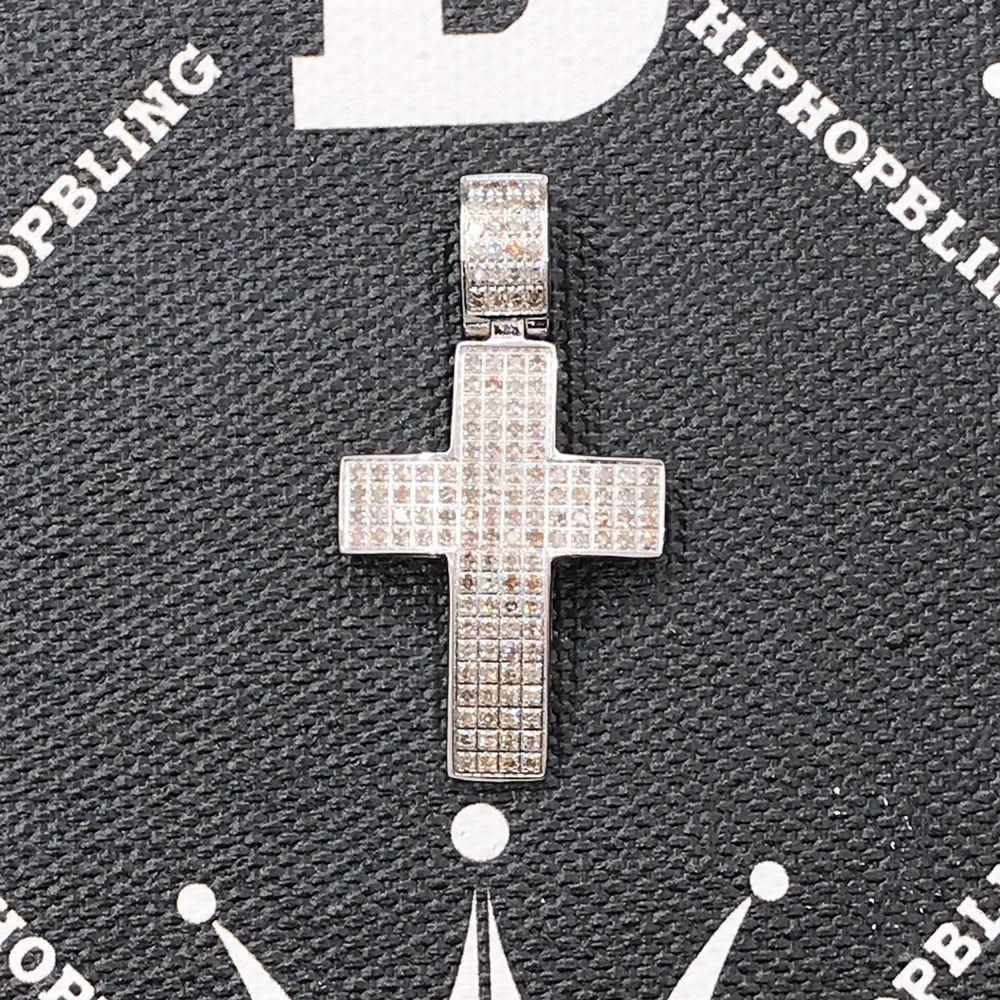 Mini Diamond Cross 1.40cttw Pendant Stainless Steel HipHopBling