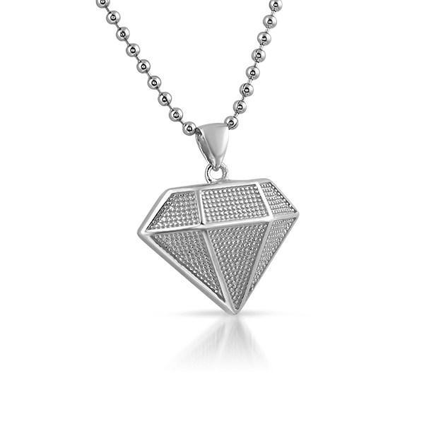 Mini Diamond Pendant .925 Sterling Silver White Gold HipHopBling