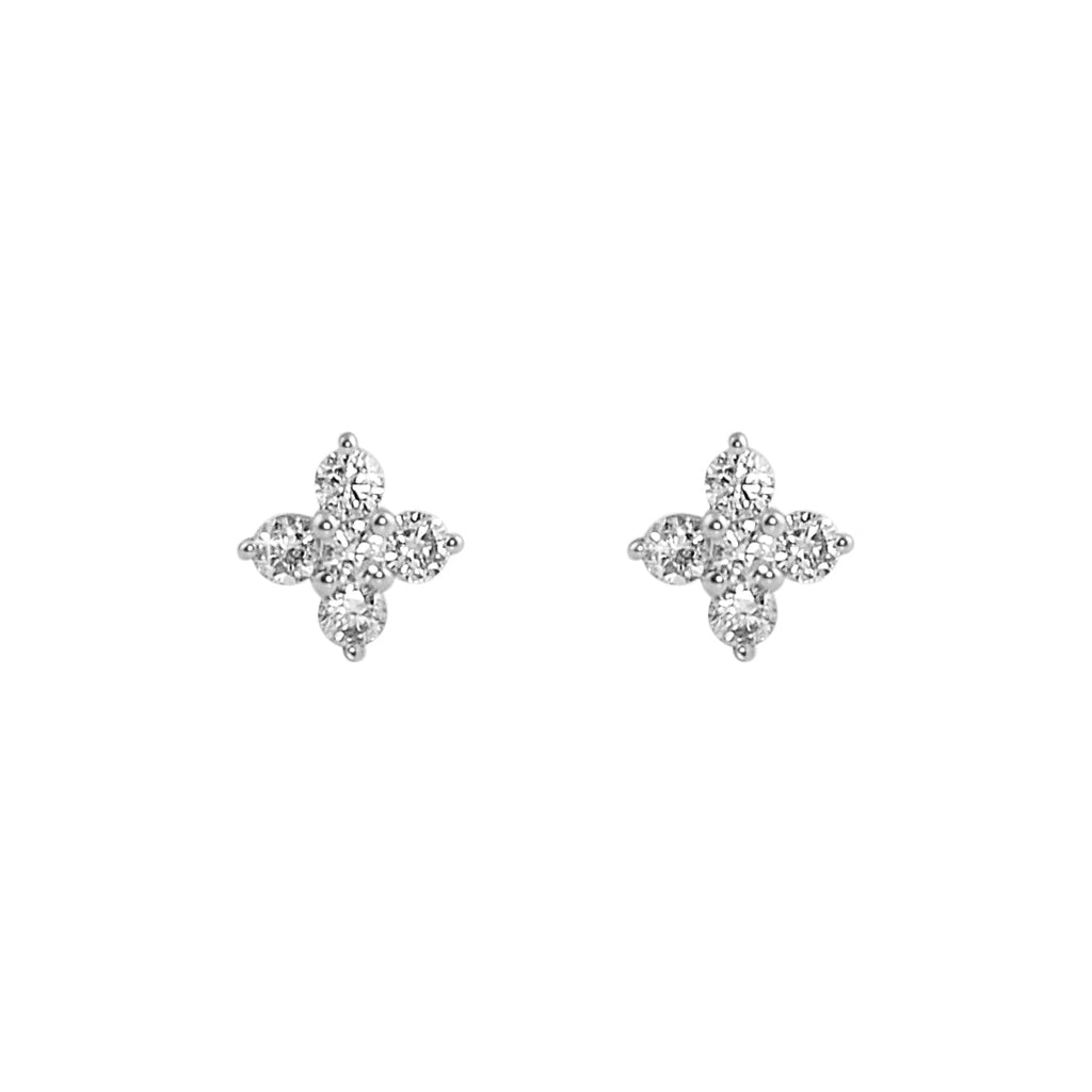 Mini Flower Diamond Earrings .28cttw 10K Yellow Gold HipHopBling