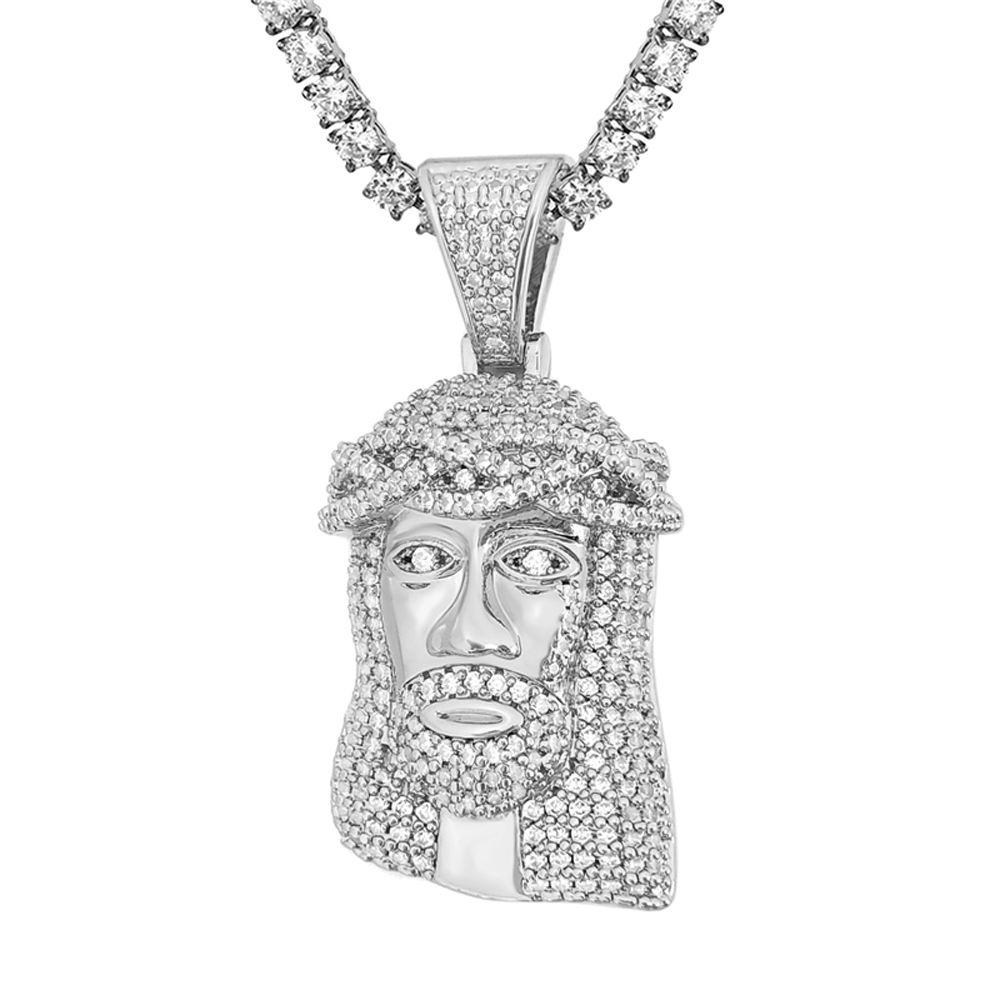 Mini Jesus Hip Hop Bling Bling Pendant White Gold HipHopBling