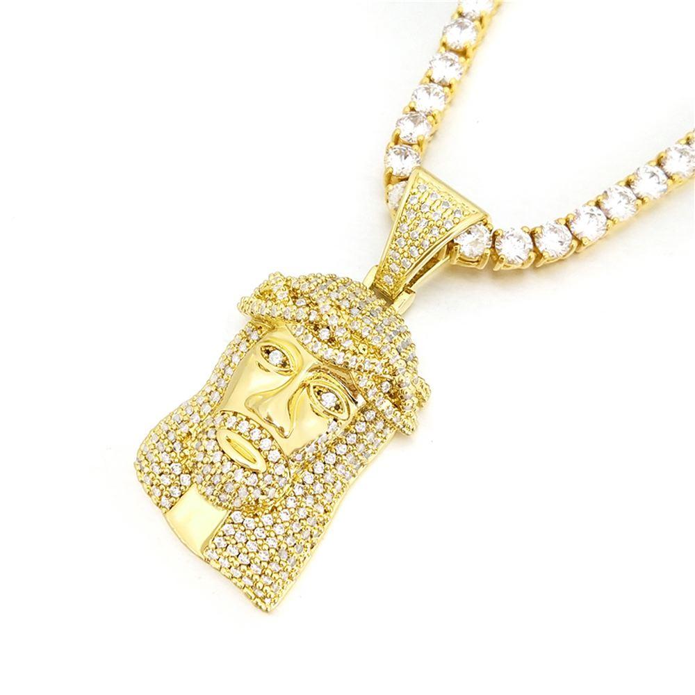 Mini Jesus Hip Hop Bling Bling Pendant Yellow Gold HipHopBling