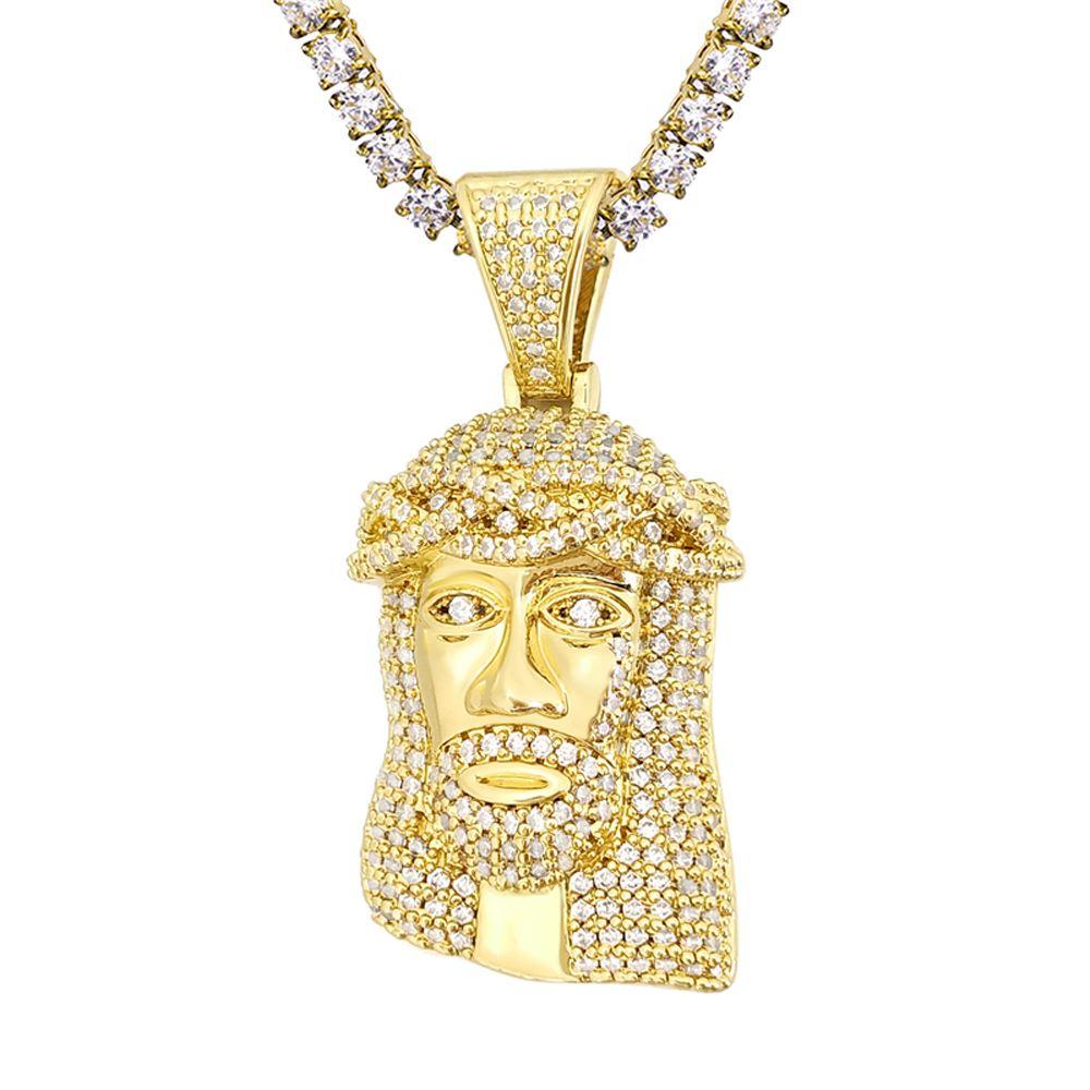 Mini Jesus Hip Hop Bling Bling Pendant Yellow Gold HipHopBling