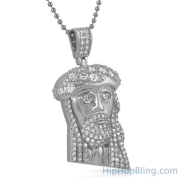 Mini Jesus Pendant with Big Stone Crown Pendant Only HipHopBling