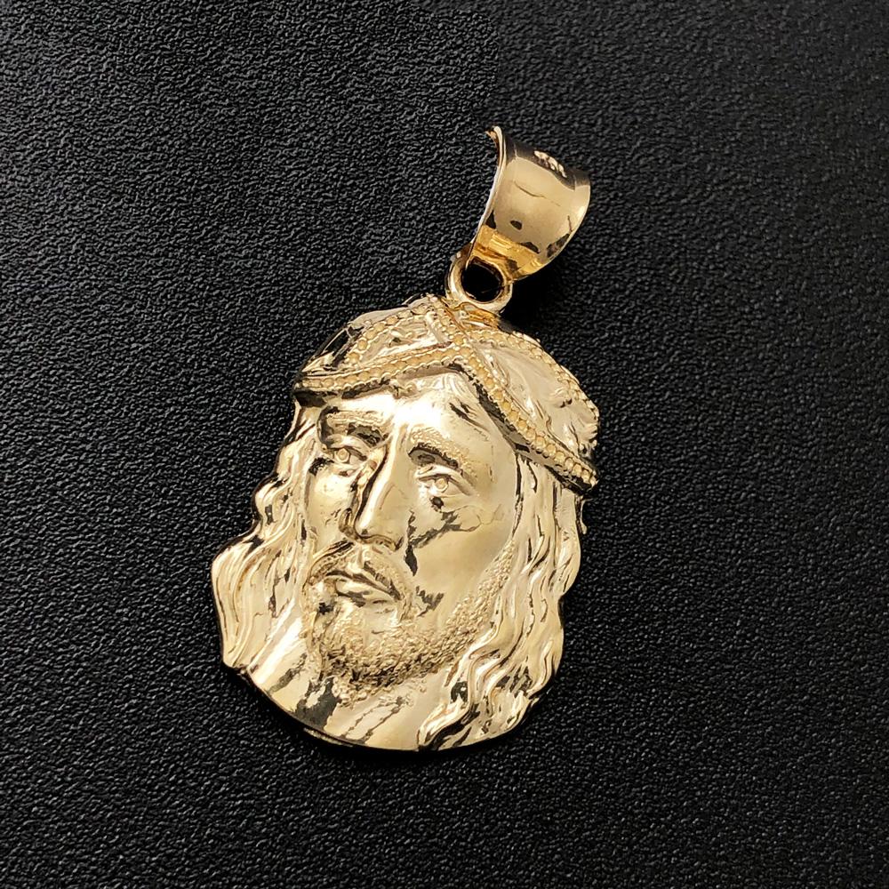 Mini Jesus Piece 10K Yellow Gold Pendant HipHopBling