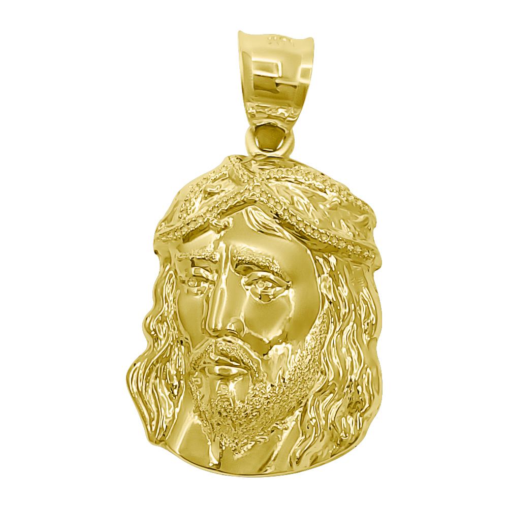 Mini Jesus Piece 10K Yellow Gold Pendant HipHopBling