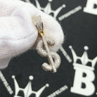 Mini Rounded Dollar Sign Diamond Pendant .42cttw 10K Yellow Gold HipHopBling