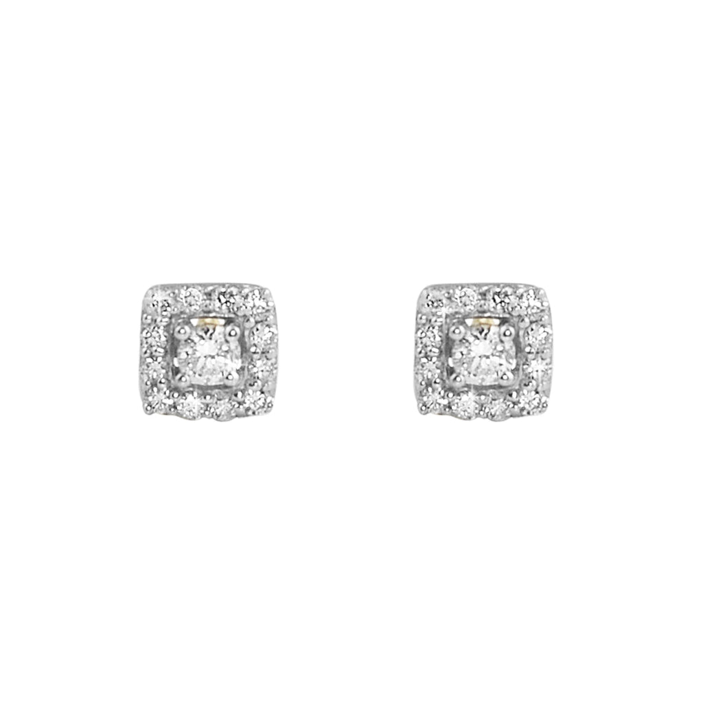 Mini Square Halo Diamond Earrings .34cttw 10K Yellow Gold HipHopBling